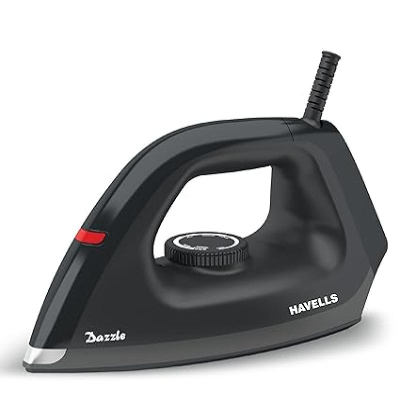 Havells Dry Iron Dazzle 1100 Watts, 2 Year Manufacturer Warranty (Black) Plastic