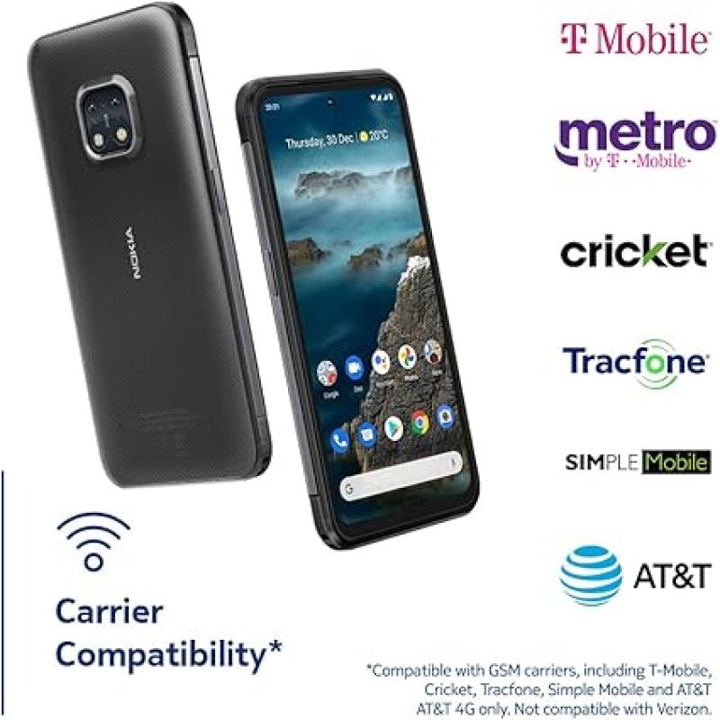 Nokia XR20 5G, Android 11, Unlocked Rugged Smartphone, Dual SIM, US Version, 6/128GB, 6.67-Inch Screen, 48MP Dual Camera, Granite