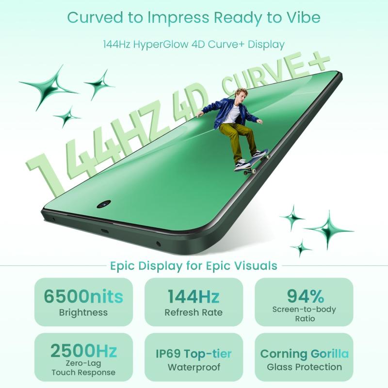 realme 15 Pro 5G Smartphone 8+256GB Green,4K 60FPS,144Hz HyperGlow 4D Curve Display,7000mAh Battery,80W SuperVOOC, Camera Triple 50MP, Snapdragon 7 Gen 4, IP69