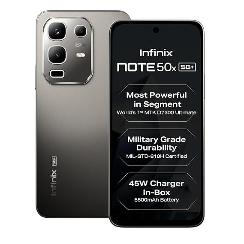 Infinix Note 50x 5G+ (Titanium Grey, 6GB RAM, 128GB Storage)
