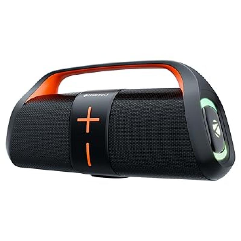 ZEBRONICS 30 Watts Portable Bluetooth Speaker, 10 Hours Playback, Dual 6.6cm Powerful Drivers, Dual Passive Radiator, mSD, TWS, Call Function, BTv5.3, USB, RGB LED (Sound Feast 200)