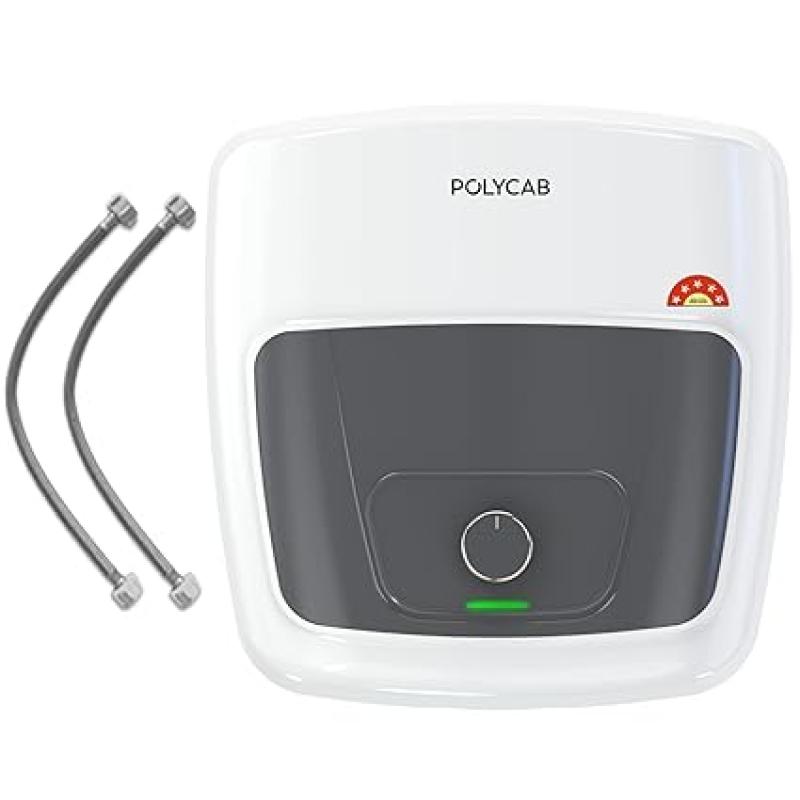 POLYCAB Superia DLX 5-Star 25 Litre Water Heater (Geyser) | Free Connecting Pipe | 7-Year* Tank Warranty by POLYCAB | Anti Rust Glass Line Tank, Temperature Control Knob, Shock Resistant【White】