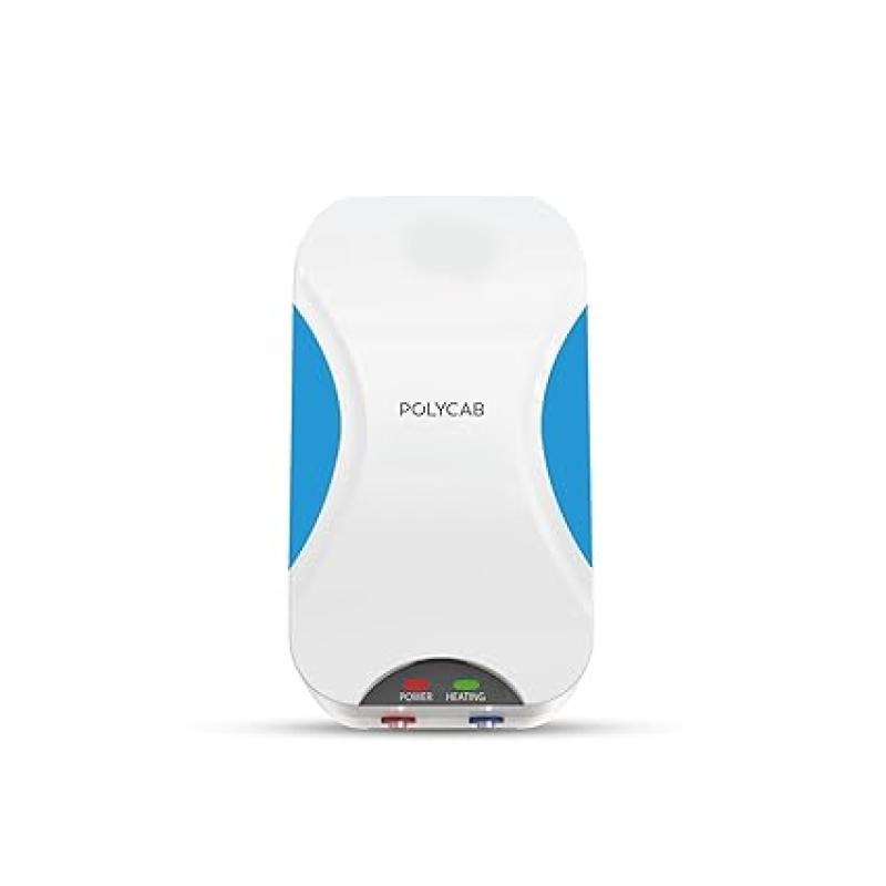 Polycab Intenso 3 litre, 3KW Electric Instant Geyser (Water Heater) For Home, Bathroom | Efficient Heating Element | Enhanced Safety Measures| 5 years tank & 2 years product warranty【White Blue】