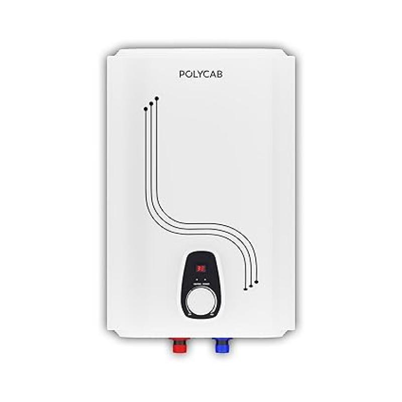 Polycab Regalia 5-Star, 25 litre, 2KW Electric Storage Geyser (Water Heater) For Home, Bathroom | Efficient Heating Element, Glasslined Coated Tank | Enhanced Safety, Temperature Control Knob【White】