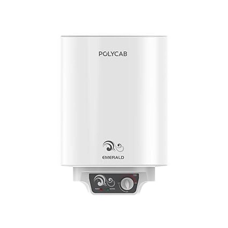 Polycab Emerald 3-Star, 25L Water Heater (Geyser), Enhanced Safety, Rust Proof Tank | 5 years tank & 2 years product warranty | Temperature Control Knob, Efficient Heating 【White】