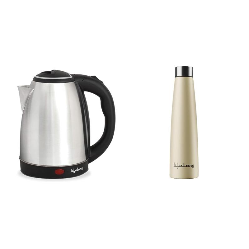 Electric Kettle Combo | 1.5-Litre | ISI Certified | Stainless Steel Body | Fast Boiling | Silver Finish | Lifelong