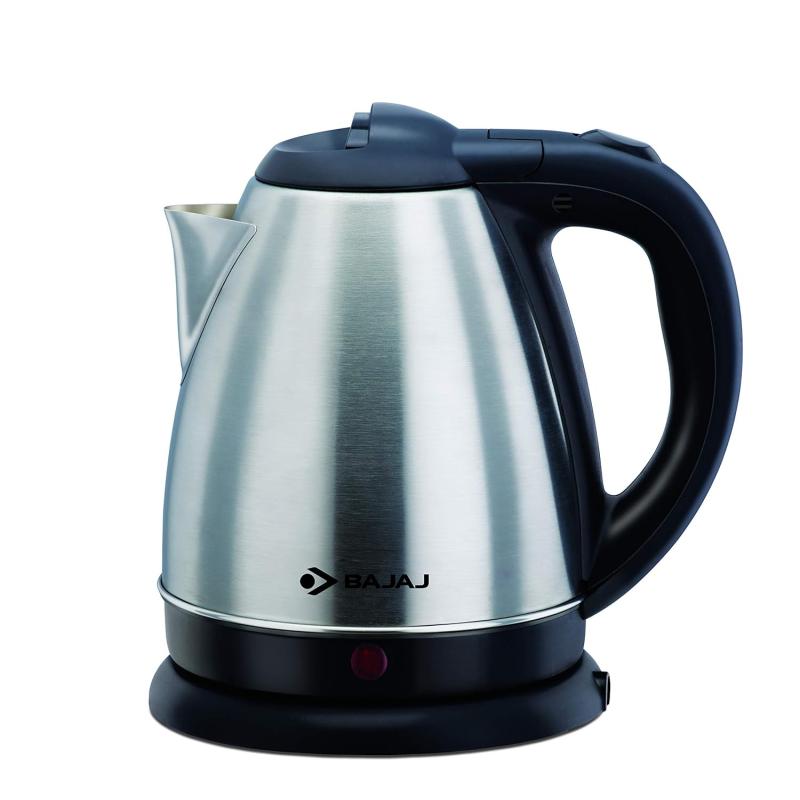 Electric Kettle | 1.2-Litre | Concealed Heating Element | Dry Boil Protection | Silver/Black Finish | Safety Feature Equipped | Bajaj