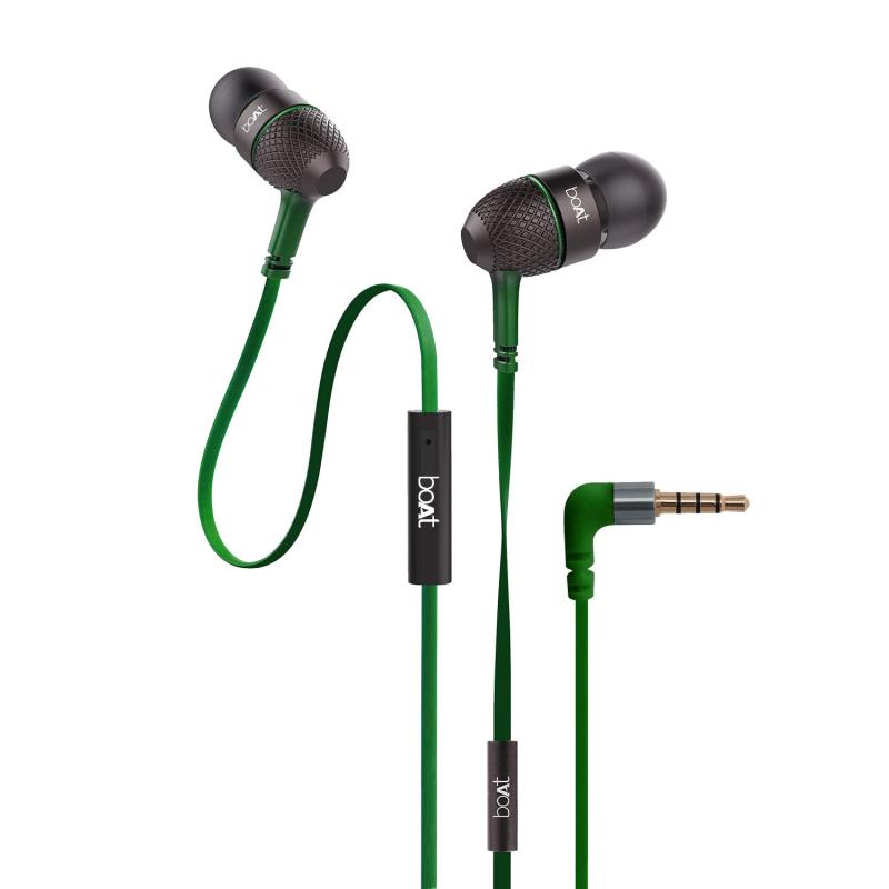 boAt Bass Heads 225 in-Ear Wired Headphones with Mic (Forest Green)