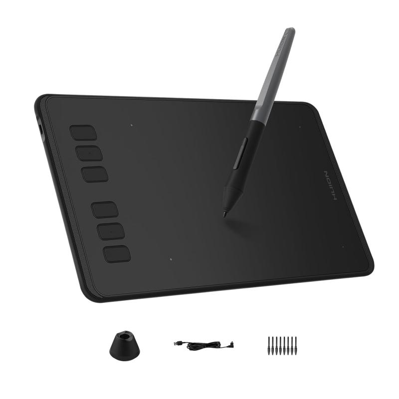 6.3 × 3.9-inch Active Area | 6.3 × 3.9-inch | Battery-Free Stylus 8192 Pen Pressure | Black | Huion Inspiroy H640P