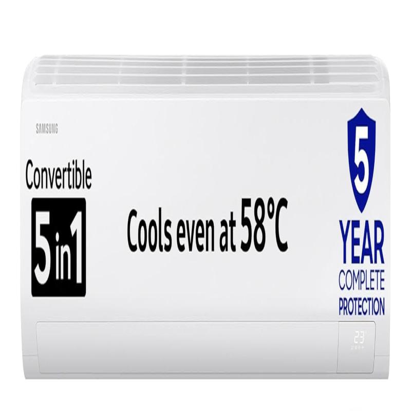 Samsung 1 Ton 3 Star Digital Inverter Split AC (Faster & Powerful Cooling even at 58 Degree C, 100% Copper, 5 year comprehensive warranty, 5 Step Convertible, AR50F12D0LHNNA, White)