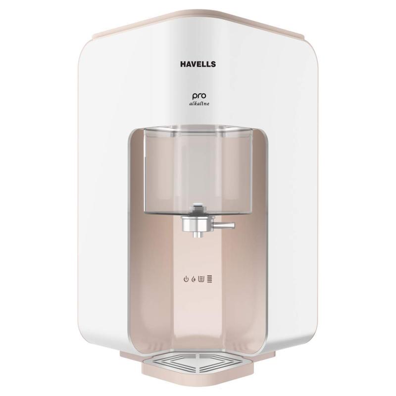 Havells Pro Alkaline Water Purifier (White & Beige), RO+UV+Alkaline, Filter Life Alert, Copper+Zinc+Minerals, 6 Stage Purification, 7L Tank, Suitable for Borewell, Tanker & Municipal Water