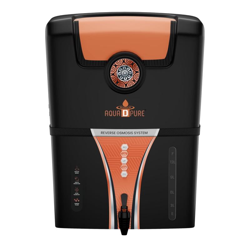AQUA D PURE RO Water Purifier with 4 in 1 Copper Technology, 12 Liter, UV, UF, TDS Adjuster, Suitable for all type of Water Supply