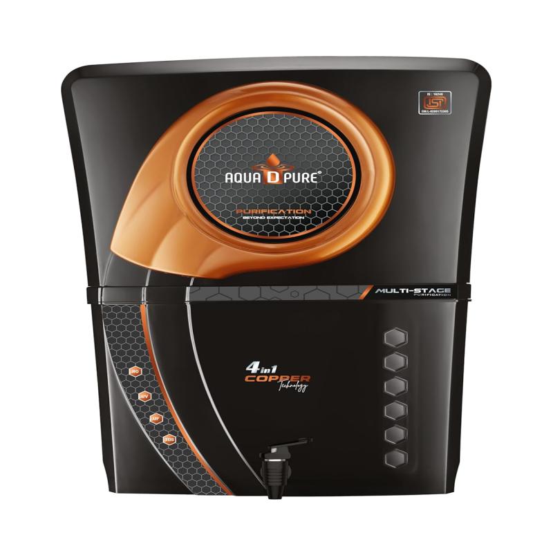 AQUA D PURE RO Water Purifier with Bio Zinc Copper Fiter Technology Purification, UV, UF and TDS Controller | 12Liter | Fully Automatic Function and Best For Home and Office