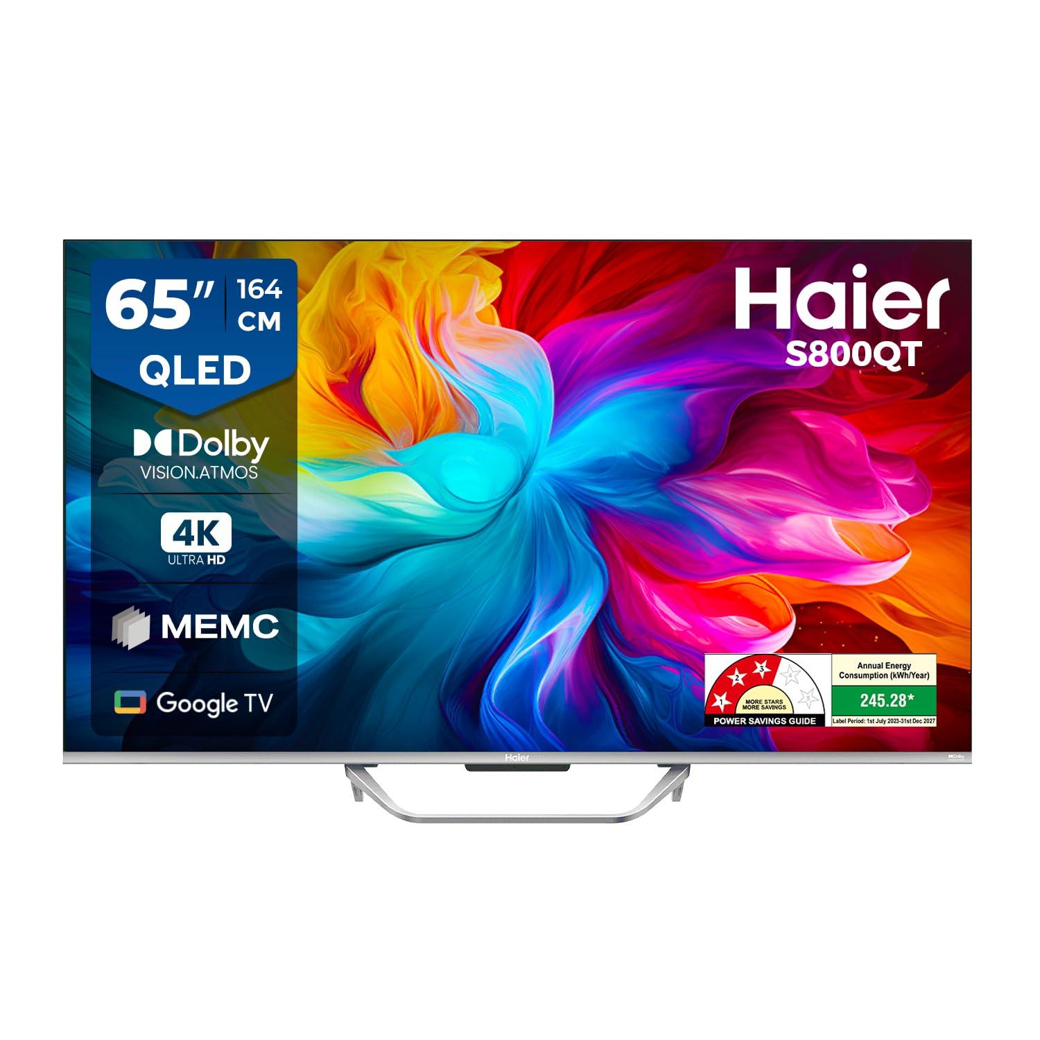 Haier 164 cm (65) S800 Series 4K Ultra HD Smart QLED Google TV 65S800QT-P (Grey)