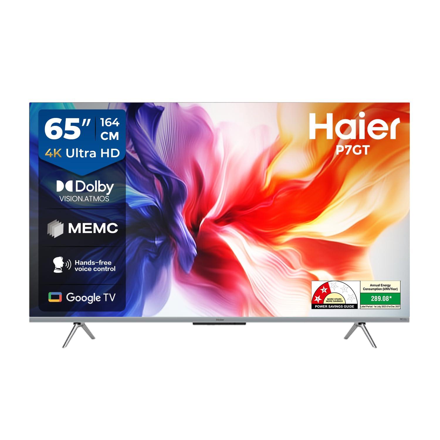 Haier 164 cm (65) P7GT Series 4K Ultra HD Smart LED Google TV 65P7GT-P (Grey)