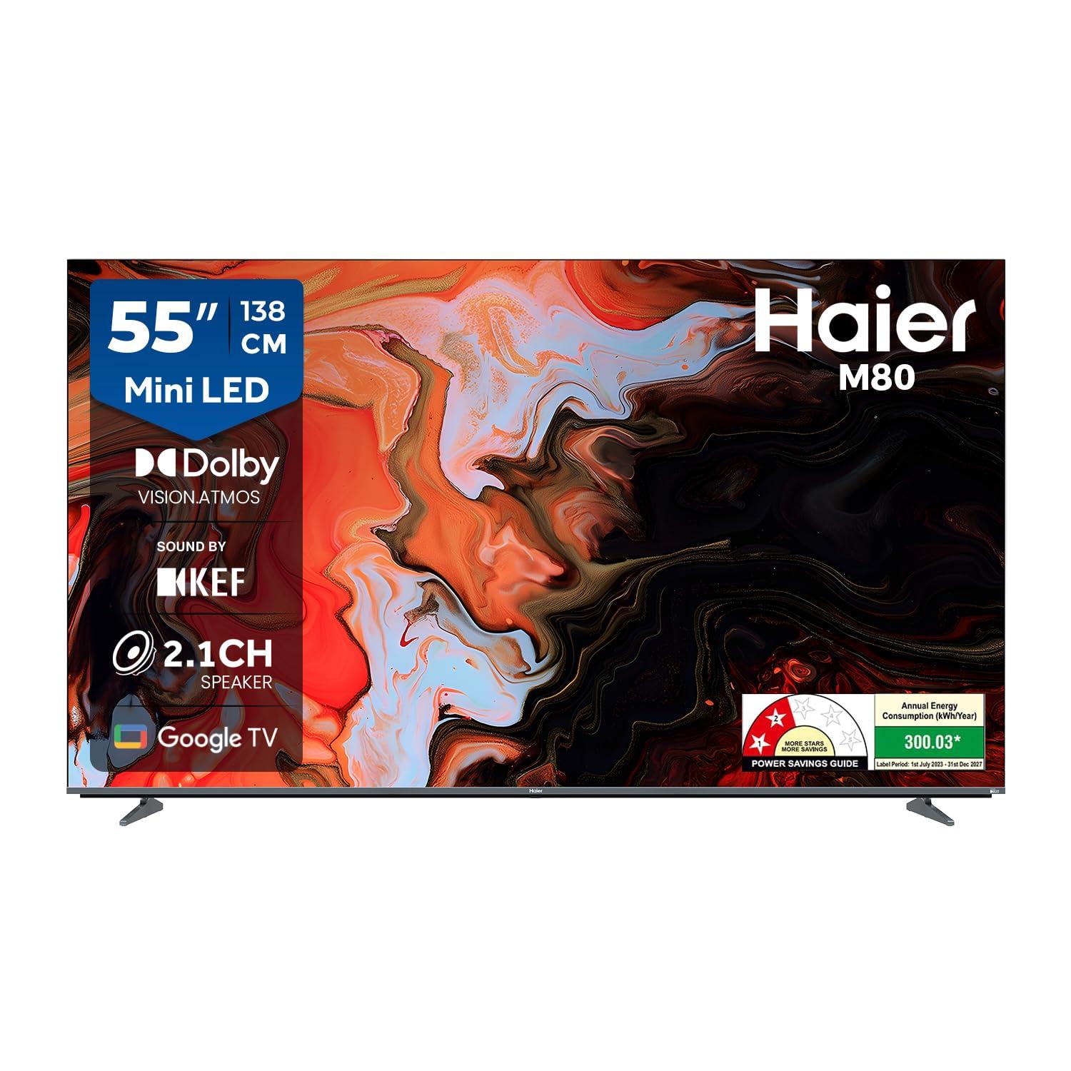 Haier 139 cm (55) New M80F Series 4K Ultra HD Smart Mini LED Google TV H55M80FUX (2025 Model)