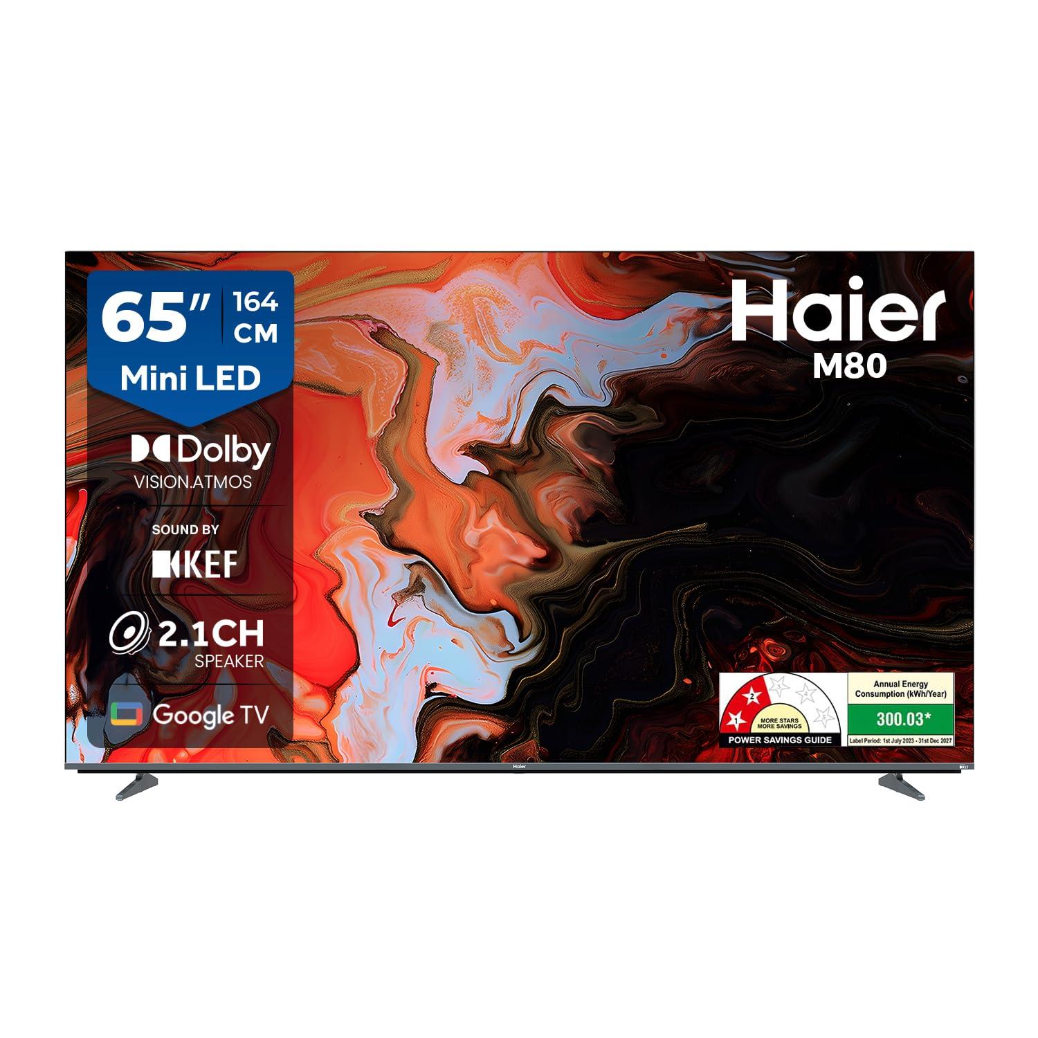 Haier 164 cm (65) New M80F Series 4K Ultra HD Smart Mini LED Google TV H65M80FUX (2025 Model)