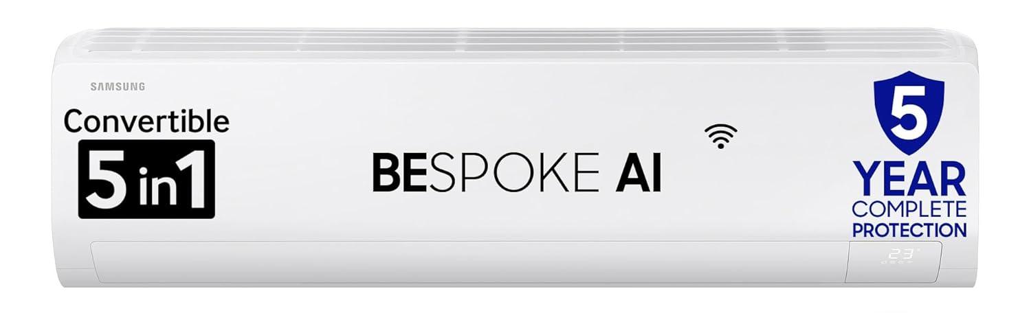 1 Ton | 5 Star | AI Inverter Smart Split AC with Wi-Fi, Energy Saving, Voice Control, Powerful Cooling, Copper, 4-Way Swing & 5-Step Convertible | White | Samsung