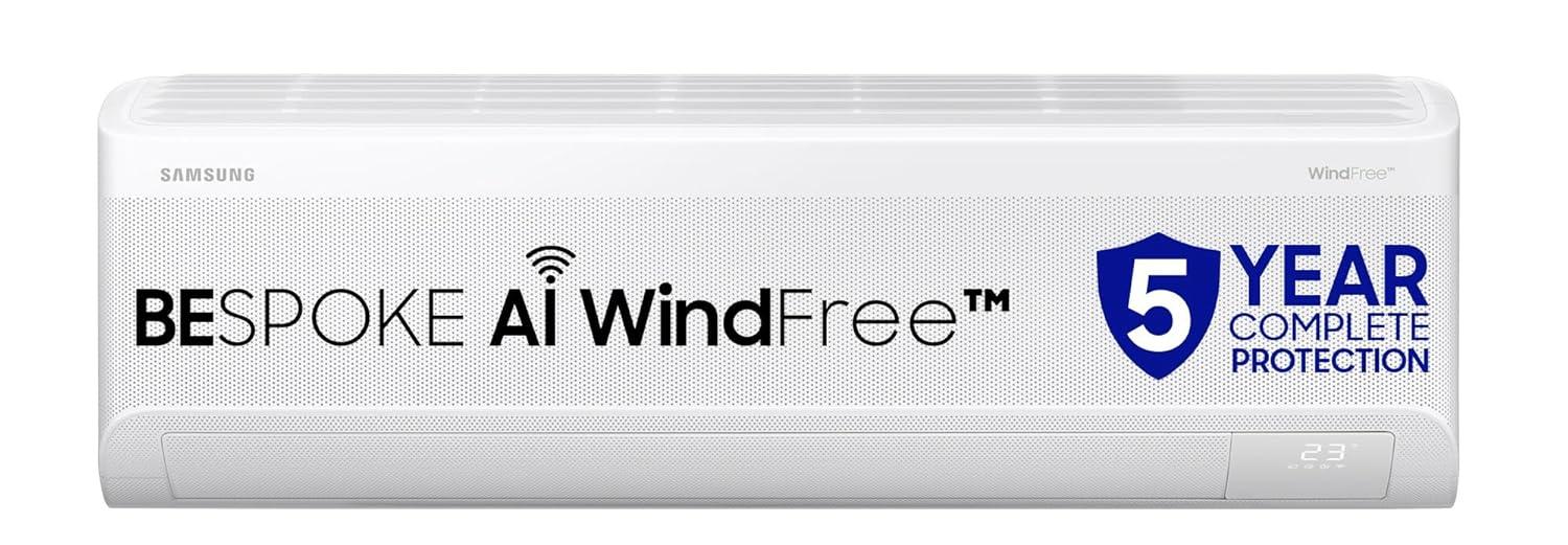 1.5 Ton | 5 Star | Windfree AI Inverter Smart Split AC with Wi-Fi, Energy Saving, Voice Control, Powerful Cooling, Copper, 4-Way Swing & Convertible | White | Samsung
