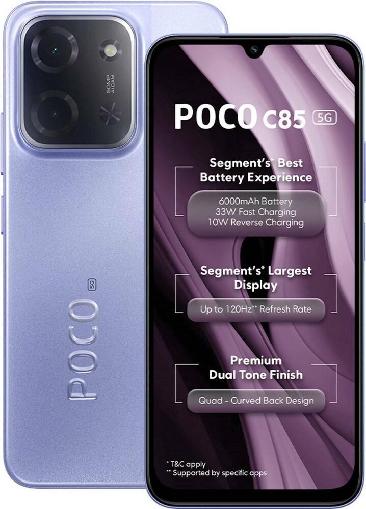 6.9-inch | 50MP + 8MP Camera | 6000mAh | 6GB+128GB | Mystic Purple | Poco C85 5G