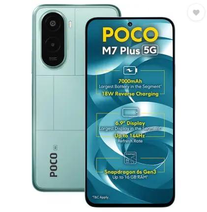 6.74-inch | 50MP + 8MP Camera | 5000mAh | 4GB+128GB | Aqua Blue | Poco M7 Plus 5G
