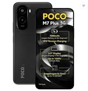 6.74-inch | 50MP + 8MP Camera | 5000mAh | 4GB+128GB | Carbon Black | Poco M7 Plus 5G