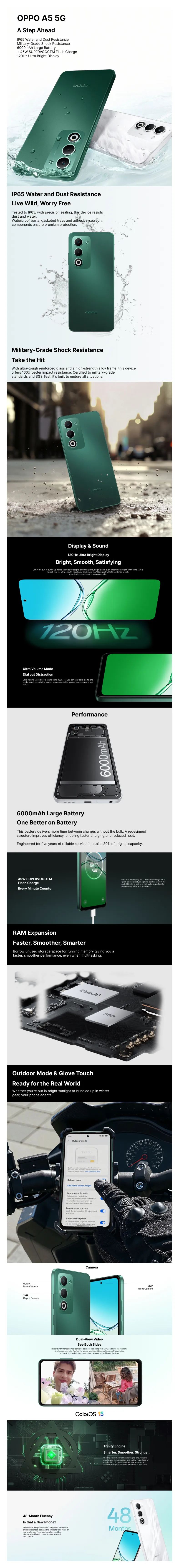 OPPO A5 5G (Aurora Green, 8GB RAM, 128GB Storage) with No Cost EMI/Additional Exchange Offers Banner