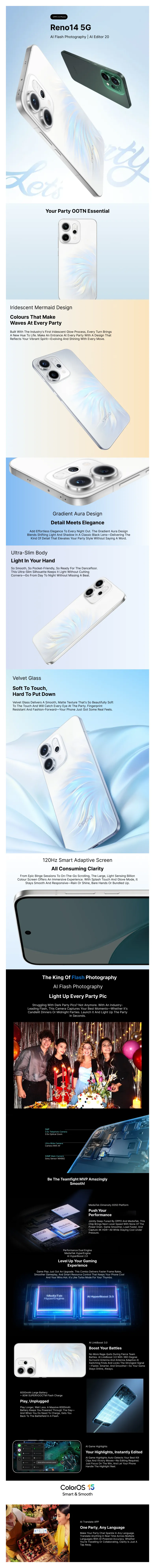 OPPO Reno14 5G (Forest Green, 12GB RAM, 512GB Storage) with No Cost EMI/Additional Exchange Offers Banner