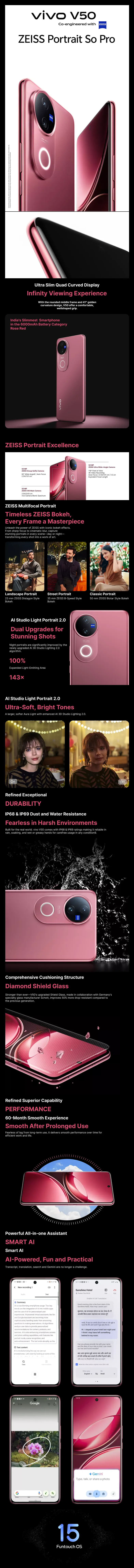 Vivo V50 5G ( Rose Red, 8GB-128GB ) Banner