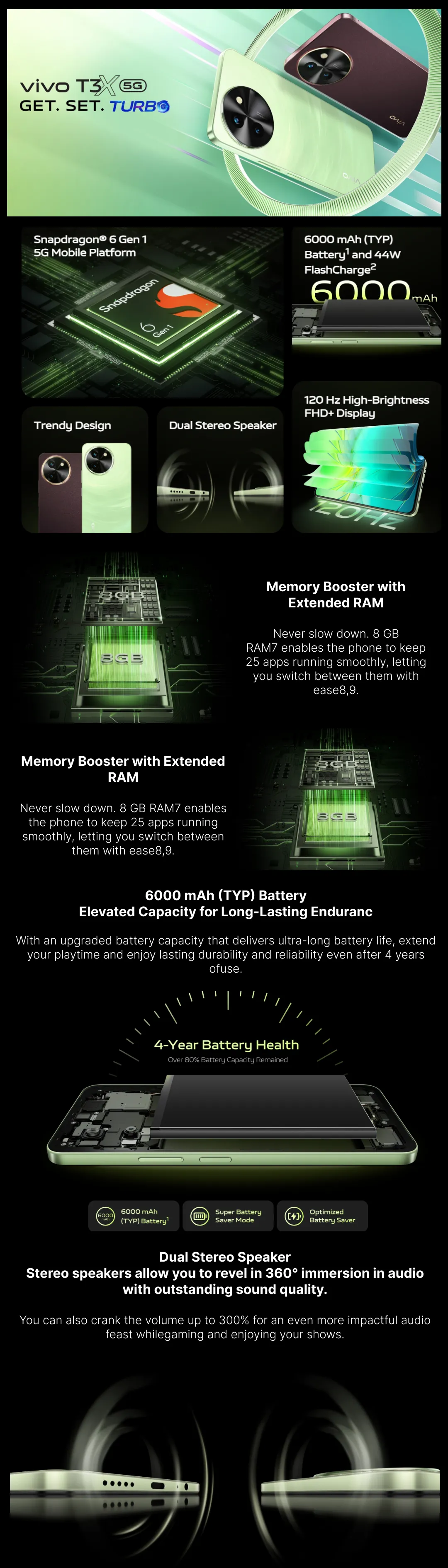 Vivo T3x 5G ( Celestial Green,8GB-128GB ) Banner