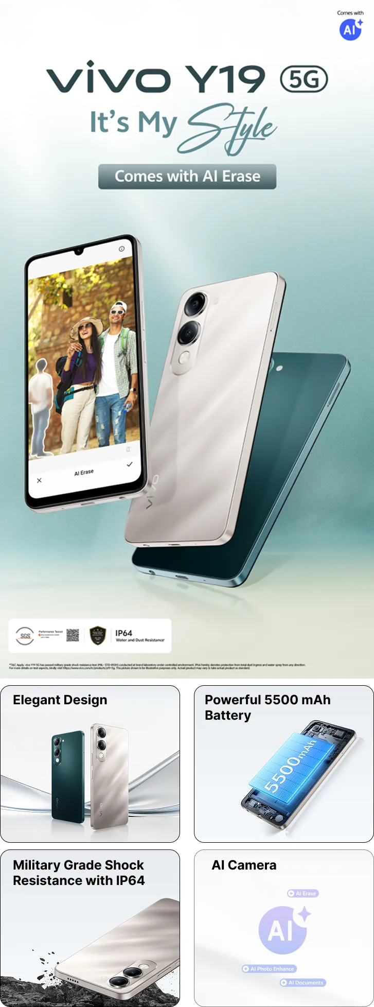 Vivo Y19 5G ( Majestic Green, 4GB-128GB ) Banner