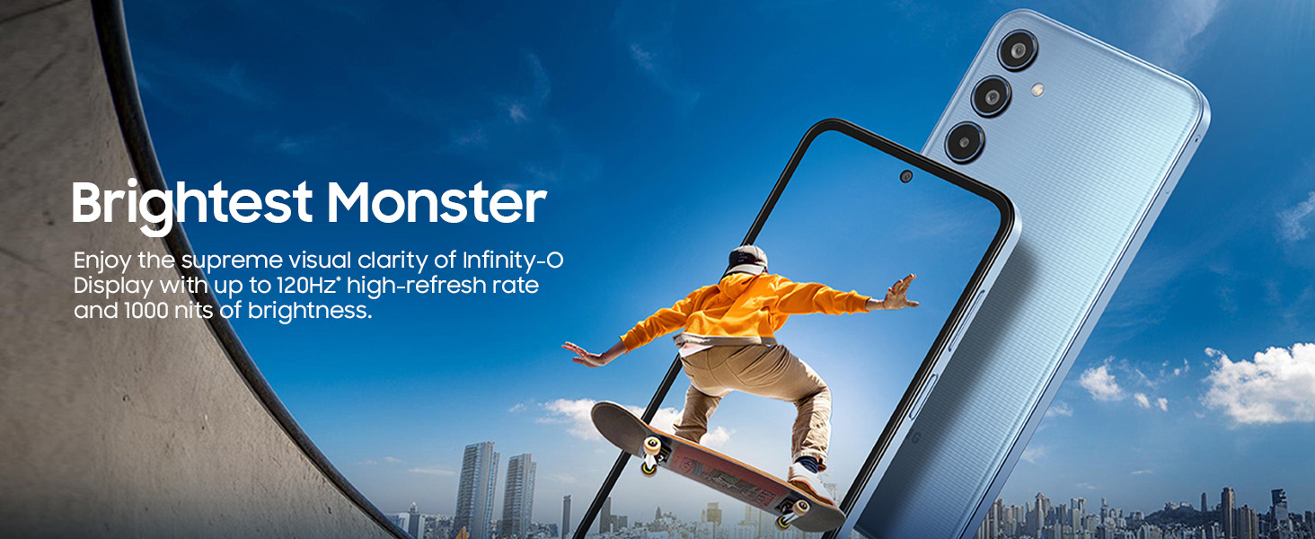 Samsung Galaxy M35 5G (Moonlight Blue,6GB RAM,128GB Storage)| Corning Gorilla Glass Victus+| AnTuTu Score 595K+ | Vapour Cooling Chamber | 6000mAh Battery | 120Hz Super AMOLED Display| Without Charger Banner