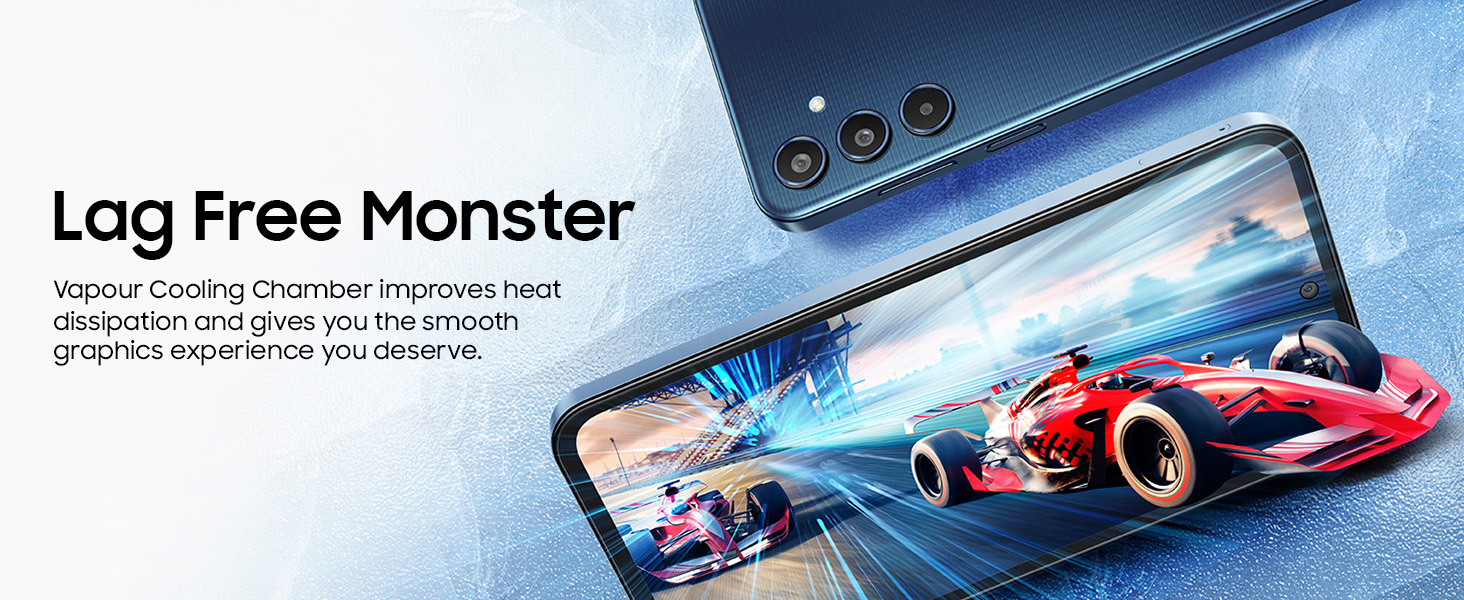 Samsung Galaxy M35 5G (Thunder Grey,6GB RAM,128GB Storage)| Corning Gorilla Glass Victus+| AnTuTu Score 595K+ | Vapour Cooling Chamber | 6000mAh Battery | 120Hz Super AMOLED Display| Without Charger Banner