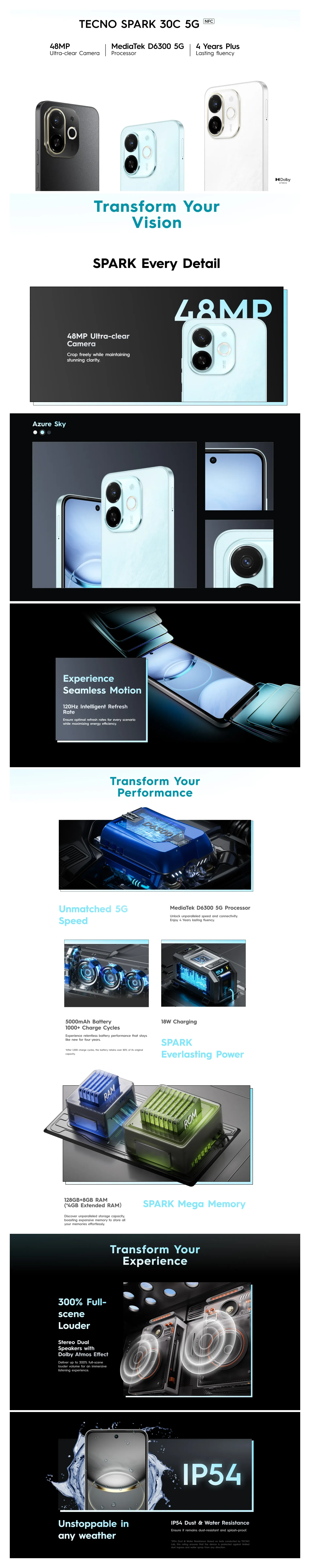 Tecno Spark 30C 5G ( Aurora Cloud,4GB-64GB ) Banner
