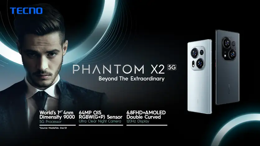 Tecno Phantom X2 5G ( Moonlight Silver,8GB-256GB ) Banner