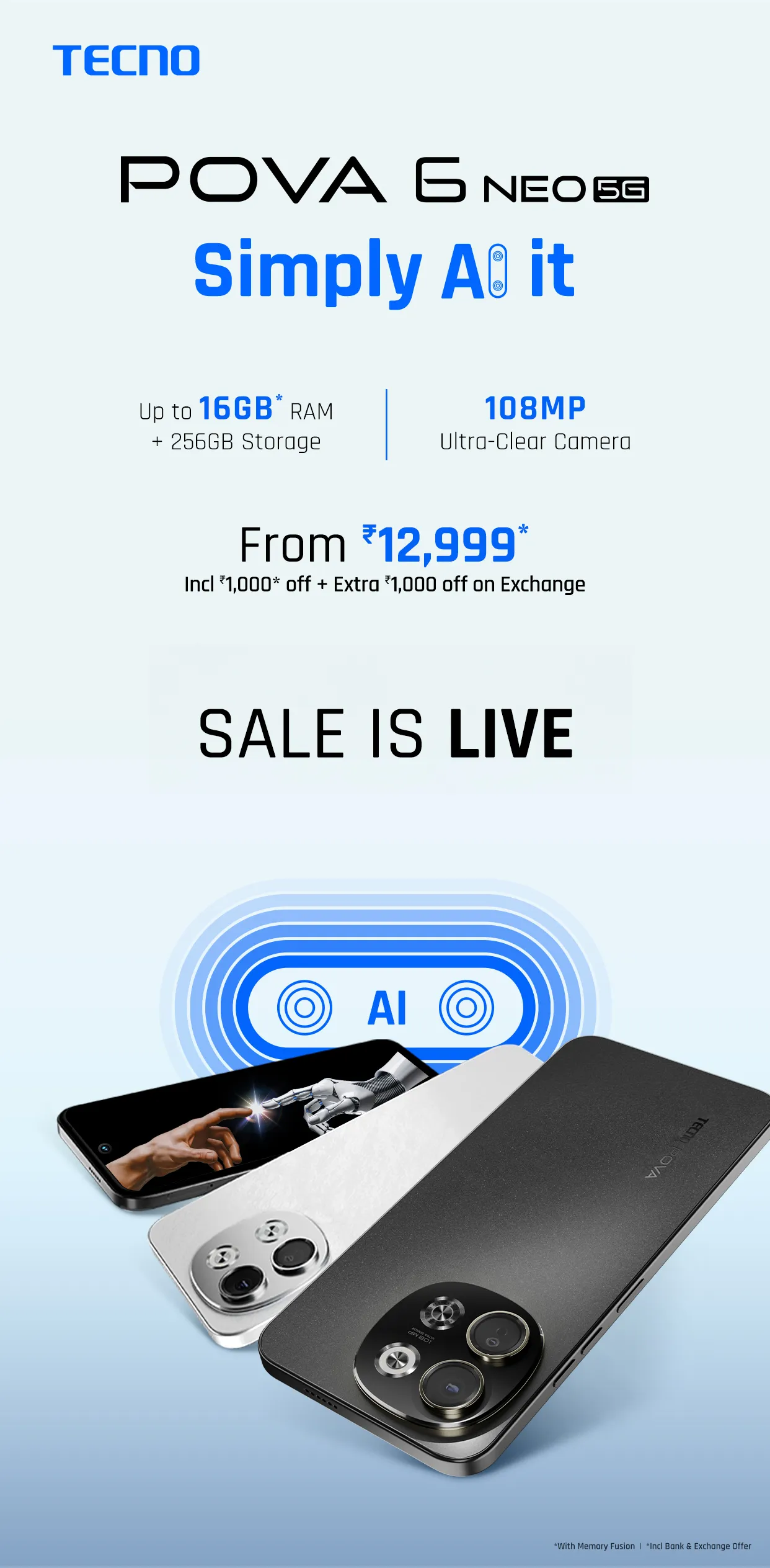 Tecno Pova 6 Neo 5G ( Azure Sky, 8GB-256GB ) Banner