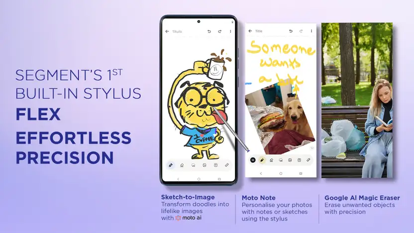 Motorola Edge 60 Stylus 5G (Pantone Surf The Web, 256 GB, 8 GB RAM) | 6.67" 1.5K pOLED | 50MP + 13MP Dual Camera | 32MP Front | Snapdragon 7s Gen 2 | 5000 mAh | Android 15 Banner