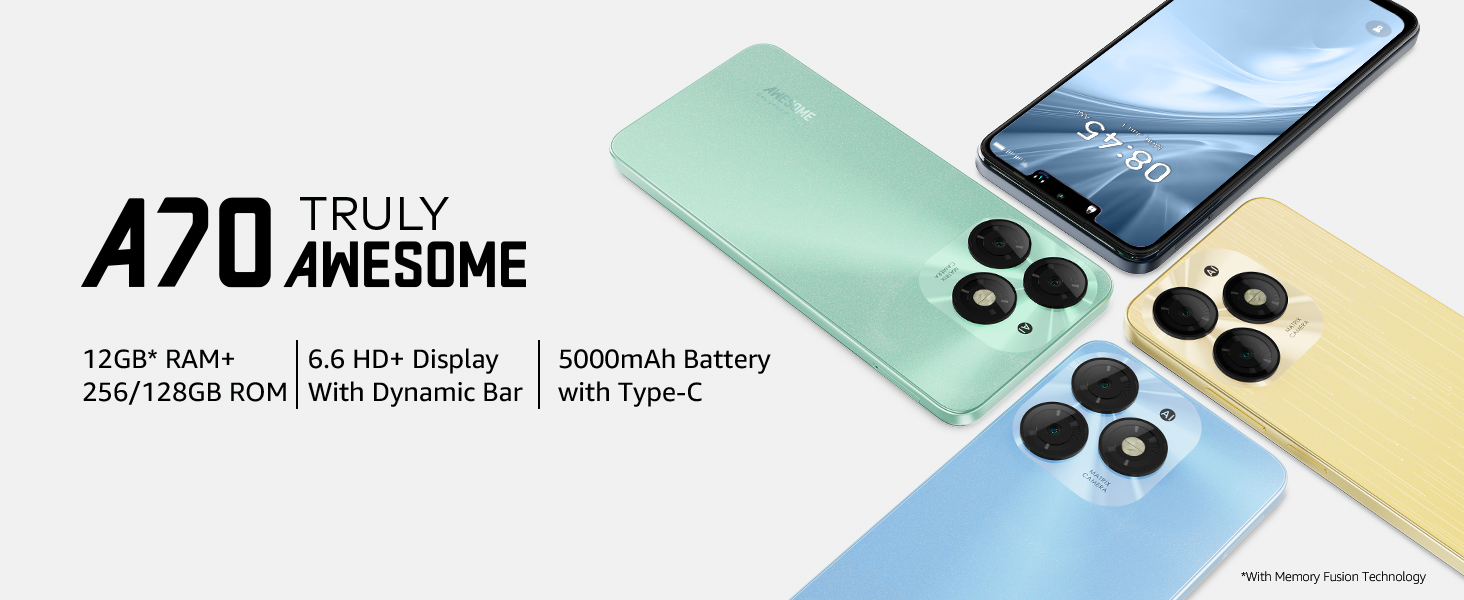itel A70 | 5000 mAh Battery |13MP Dual Rear Camera | Type C Charging (Field Green, 64 GB)  (4 GB RAM) Banner