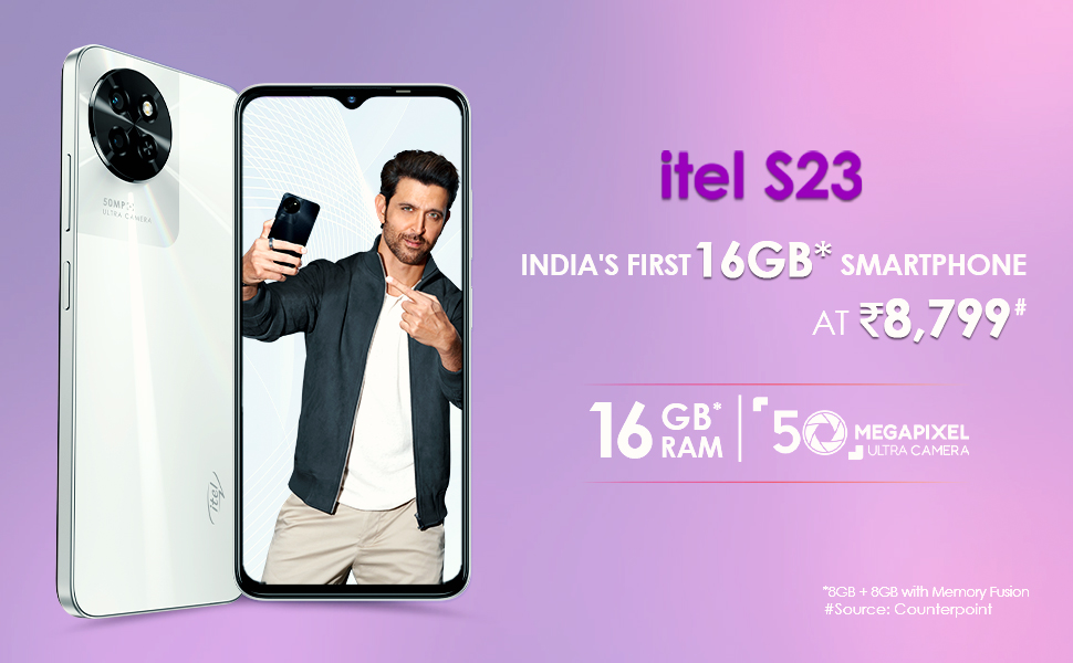 itel S23 with Dual Sim| 50MP Rear Camera| 5000mAh Battery|Expandable Upto 1 TB (Mystery White, 128 GB)  (8 GB RAM) Banner