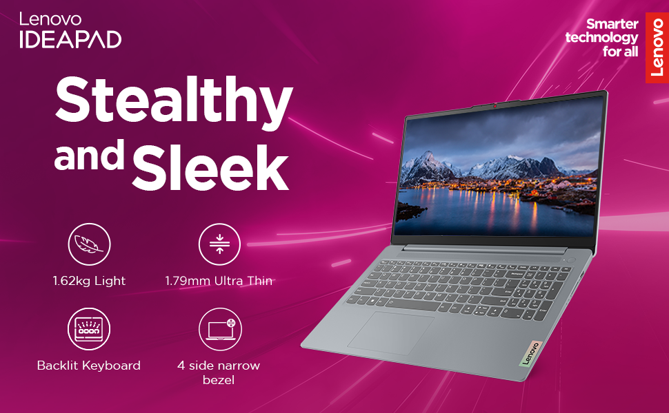 Lenovo Ideapad 1 AMD Ryzen 5 5625U (16GB RAM/512GB SSD/Windows 11/Office Home 2024/15.6 Inch (39.6Cm)/FHD IPS Display/3Months Game Pass/Grey/1.6Kg), 82R4011CIN/0DIN Laptop Banner