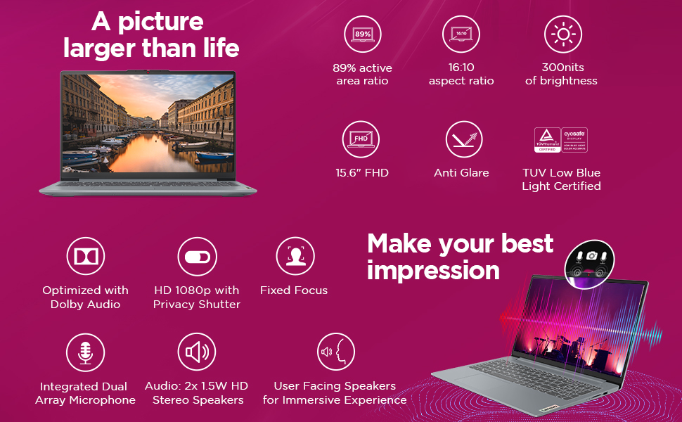 Lenovo Ideapad 1 AMD Ryzen 5 5625U (16GB RAM/512GB SSD/Windows 11/Office Home 2024/15.6 Inch (39.6Cm)/FHD IPS Display/3Months Game Pass/Grey/1.6Kg), 82R4011CIN/0DIN Laptop Banner